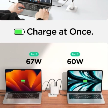 Spigen ArcStation Pro GaN-1402 140W USB-C 2xPD Weißes Wandladegerät