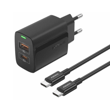 Foneng EU66 Ladegerät USB-C USB-A 20W QC3.0 PPS FCP LED Schwarz