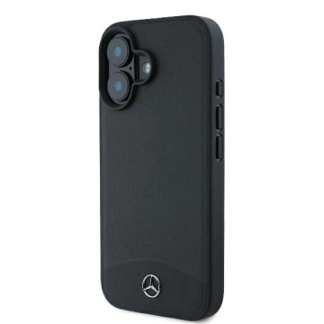 Mercedes iPhone 16 Hülle 6,1" Czarny MagSafe Hardcase aus strukturiertem und schlichtem Leder