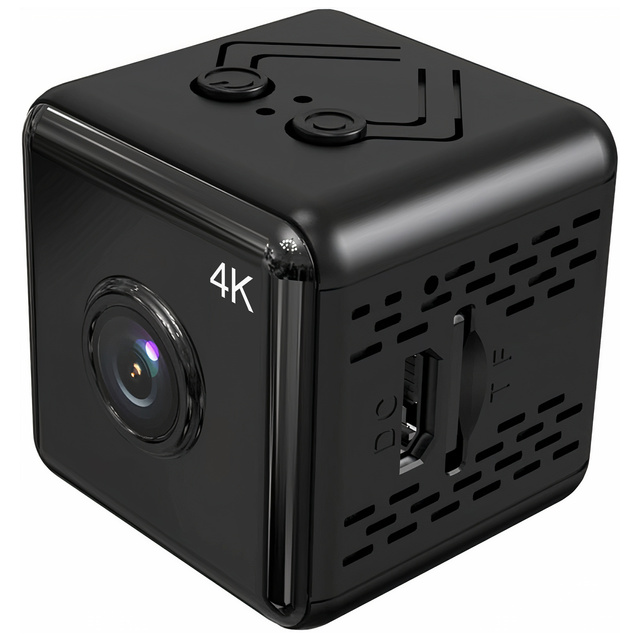 Kamera Panoramiczna Mini Kamerka Cyfrowa szpiegowska niania mikrofon 4K UHD Full HD micro SD Czarna