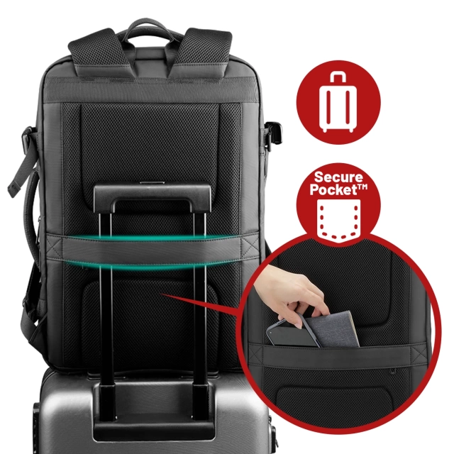 Plecak Podróżny z Przegrodą na Laptopa 17.3" Mark Ryden, Uniwersalny i Wszechstronny, Wodoodporny Bagaż Podręczny do Samolotu z Portem USB, 28L (49×33×12 cm) – Czarny