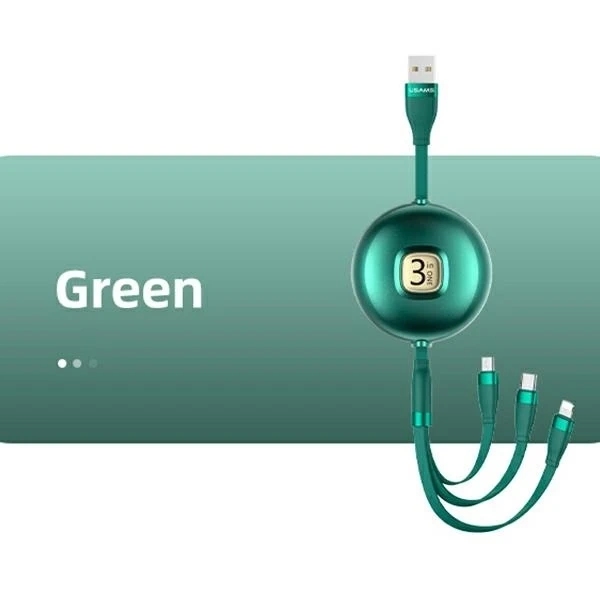 USAMS Kabel U69 3w1 1m zielony/green (lightning/microUSB/USB-C)