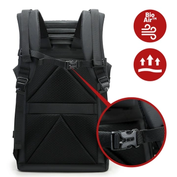 Bange wasserdichter Rucksack für 15,6-Zoll-Laptop, Stadtreisender, 45 x 30 x 16 cm, für Arbeit, Flugzeug, Herren, Damen, mit USB-Anschluss Schwarz