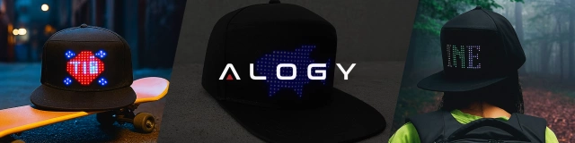 Czapka z daszkiem z oświetleniem LED RGB Piksele bluetooth Alogy PixelCap™ led telefon komórkowy sterowana aplikacją pixel Czarna