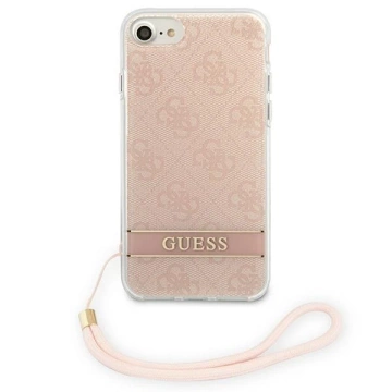 Etui na telefon Guess do iPhone SE 2022 / SE 2020 / 7/ 8 różowy/pink hardcase 4G Print Strap