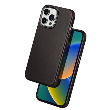 Dux Ducis Naples Case für iPhone 14 Pro Max Lederhülle (MagSafe-kompatibel) Dunkelbraun