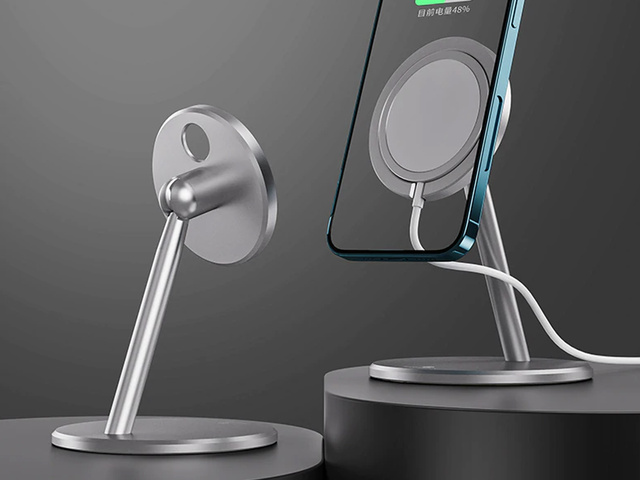 Uchwyt stojak do ładowarki Qi MagSafe na biurko Alogy do iPhone 12 13 14 Srebrny
