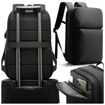 Bange wasserdichter Rucksack für 15,6-Zoll-Laptop, Stadtreisender, 45 x 30 x 16 cm, für Arbeit, Flugzeug, Herren, Damen, mit USB-Anschluss Schwarz