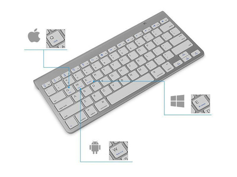Universelle kabellose Bluetooth-Tastatur für iPad iMac iOS Android Windows BT-Maus, geräuschlos, verstellbarer Ständer