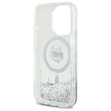 Etui Karl Lagerfeld für iPhone 16 Pro Max 6,9" Magsafe Hardcase Transparent Liquid Glitter Choupette Head