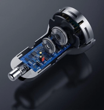 Baseus Autoladegerät 2x USB 4.8A 24W mit LCD Kabel 3in1 USB - USB Type C / Micro USB / Lightning 1.2m schwarz (TZCCBX-0G)