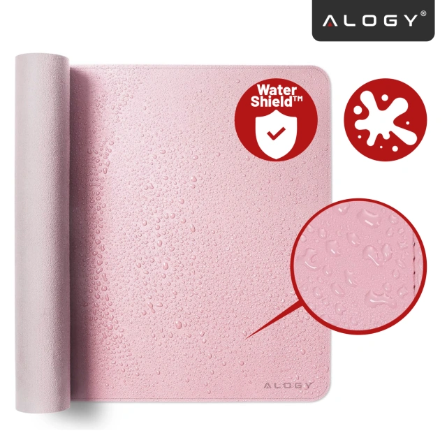 Podkładka na biurko 90×45 cm – antypoślizgowa mata ochronna z eleganckiej ekoskóry PU, pod mysz i klawiaturę, stylowa i trwała – Alogy WorkMat™ Różowa