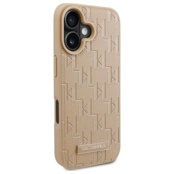 Karl Lagerfeld Hülle für iPhone 16 6,1" Beige Hardcase Hot Stamp Magsafe