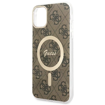Zestaw Guess GUBPN61H4EACSW Case Charger iPhone 11 6,1" Hard Case 4G MagSafe Print braun/braun