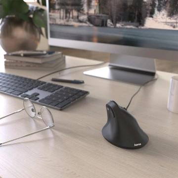 Mysz przewodowa Hama EMC-500 ergonomiczna pionowa czarna