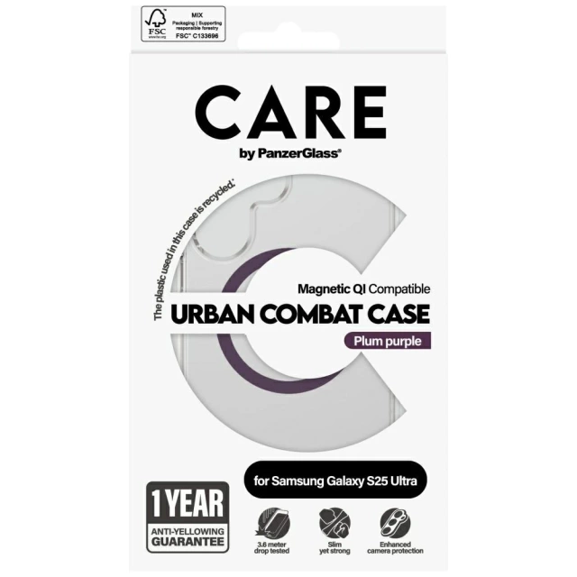 Etui do Samsung Galaxy S25 Ultra CARE by PanzerGlass Urban Combat Purple Qi