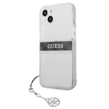 Guess GUHCP13SKB4GGR iPhone 13 mini 5,4" Transparentes Hardcase 4G Grey Strap Charm