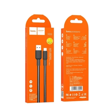 HOCO Kabel USB-A do Typ C X69 1 m Czarno-Biały 3A Nylonowy Oplot