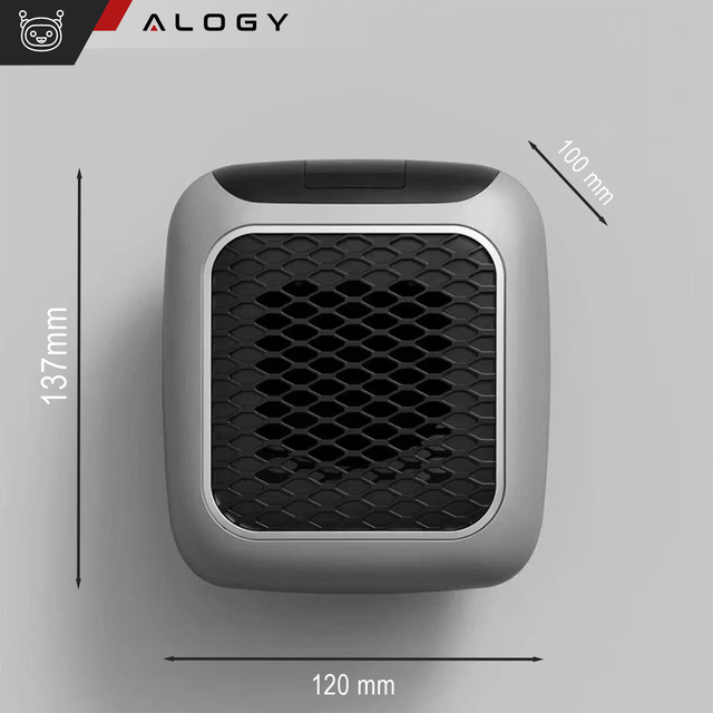 Mocny mini grzejnik elektryczny farelka termowentylator do kontaktu gniazdka + Pilot 800W nagrzewnica ogrzewacz EU Alogy szary