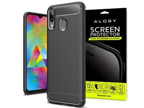Alogy Rugged Armor Hülle für Samsung Galaxy M20 schwarz Alogy Schutzfolie