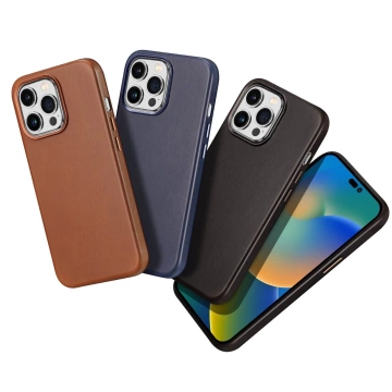 Dux Ducis Naples Case für iPhone 14 Pro Max Lederhülle (MagSafe-kompatibel) Dunkelbraun