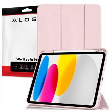 Etui Ochronne do Apple iPad 10.9" 10 Gen 2022 / iPad 11" A16 11 Gen 2025 Hybrydowe z Miejscem na Rysik, Składana Okładka z Funkcją Podstawki 2w1, Alogy HybridBook™ Case – Różowe