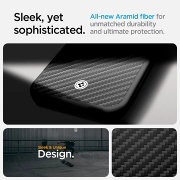 Etui für iPhone 16e Spigen Enzo Aramid Mag MagSafe Mattschwarz
