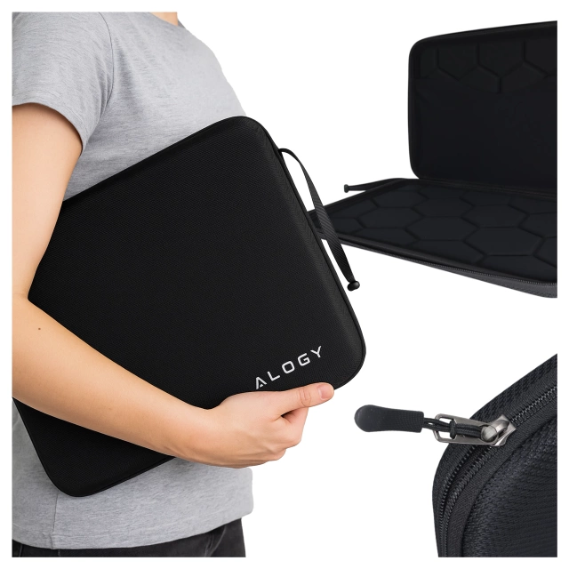 Torba na laptopa do MacBooka Air Pro 15" 16" Alogy ShieldCase Hard Foam Bag etui ochronne teczka 15-16" Czarna