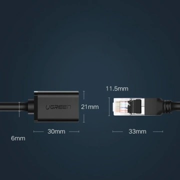 UGREEN Ethernet-Verlängerungskabel RJ45 Cat 6 FTP 1000 Mbit/s 2 m schwarz (NW112 11281)