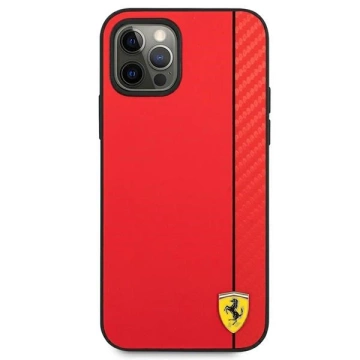 Ferrari iPhone 12 Pro Max 6.7" Hülle Rot/Rot Hardcase On Track Carbon Stripe