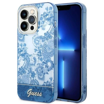 Etui Guess GUHCP14LHGPLHB für Apple iPhone 14 Pro 6,1" niebieski/blue Hardcase Porcelain Collection
