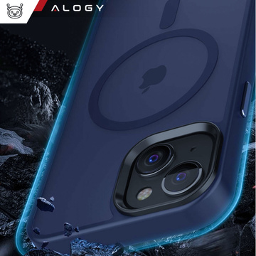 Hülle für iPhone 14 Plus MagSafe Matt Case Cover Matte Alogy Ring Armored Phone Case Marineblau