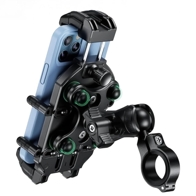 Uchwyt Motocyklowy Rowerowy na kierownicę KEWIG M26-C1 na telefon z systemem przeciwwstrząsowym na motor quada skuter Czarny