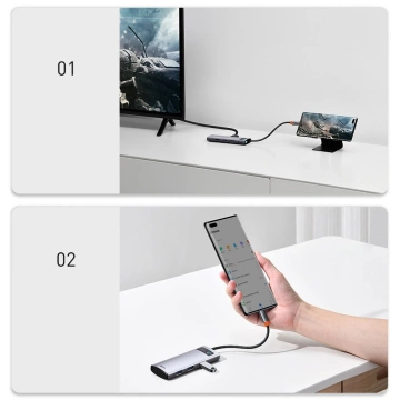 Baseus Metal Gleam Series multifunktionaler USB HUB 5in1 USB Typ C PD 100W HDMI grau (WKWG020013)