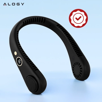 Alogy BreezeNeck™ Nackenventilator Mini-Luftzirkulator mit Display 1500mAh Schwarz
