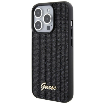 Original GUESS Hardcase GUHCP15LPMSDGSK Hülle für iPhone 15 PLUS (Disco Script Metal / Schwarz)