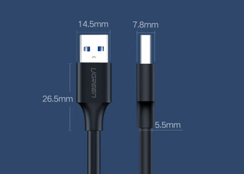 UGREEN Kabel USB 2.0 (männlich) - USB 2.0 (männlich) Kabel 1 m schwarz (US128 10309)