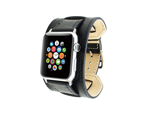 Ledermanschettenband Apple Watch Manschette 1/2/3/4/5/38 / 40mm Schwarz