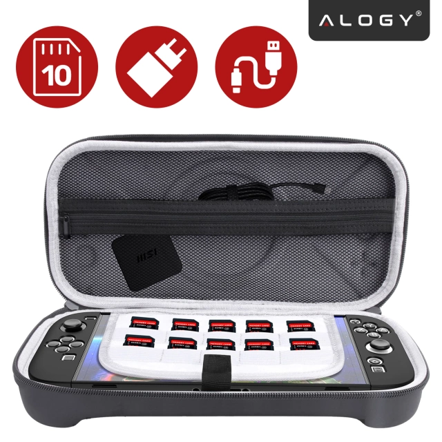 Pokrowiec Torba Ochronna do Nintendo Switch 2 2025 Twarde Etui , Wodoodporna, Lekka, z Tłoczonym Wzorem, Alogy HardFoamBag™ – Czarna