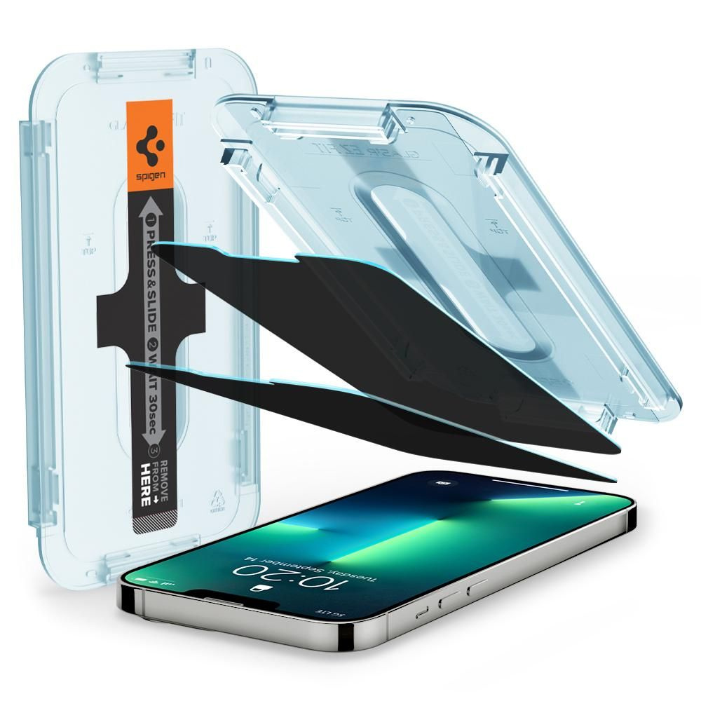 Przejrzystość szkła Spigen Glas.tR EZ Fit Privacy na iPhone 13 Pro Max