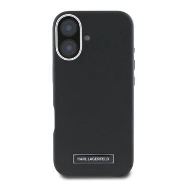 Karl Lagerfeld Hülle für iPhone 16 6,1" Schwarzes MagSafe Hardcase FW Metallplatte