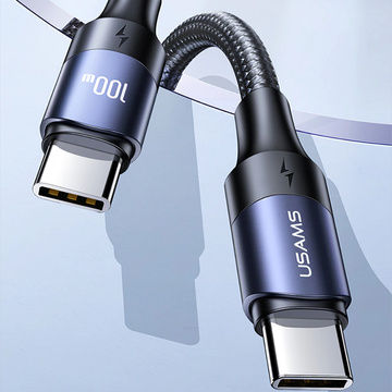 USAMS USB-C auf USB-C 100 W PD Schnellladung QC FCP 3 m schwarzes Kabel