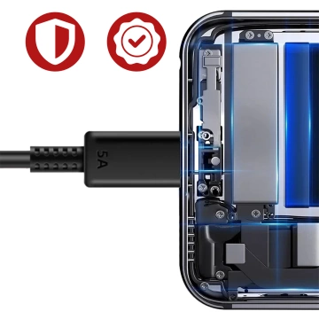 USB-C-Kabel 5A 1,8 m Original Samsung EP-DX510, Schnelllade-, Ladegerät- und Datenübertragungskabel, Schwarz