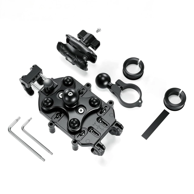 Uchwyt Motocyklowy Rowerowy na kierownicę KEWIG M26-C1 na telefon z systemem przeciwwstrząsowym na motor quada skuter Czarny