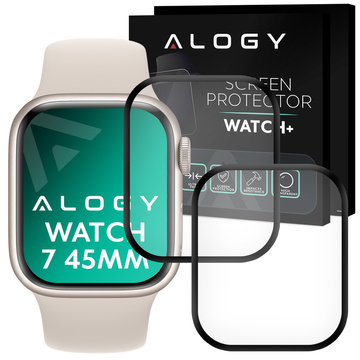 2x Elastyczne Szkło 3D Alogy do Apple Watch 7 45mm Black