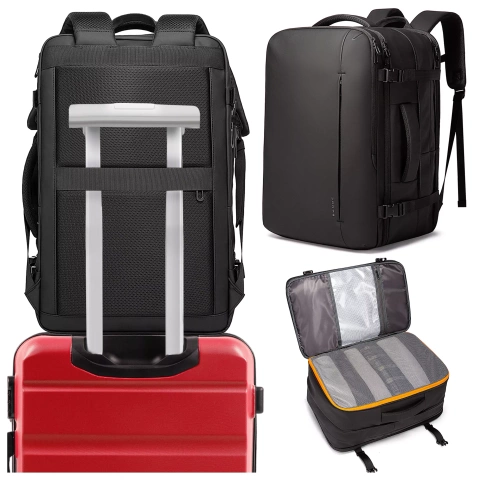 Bange wasserdichter Rucksack für 15,6-Zoll-Laptop, Stadtreisender, 45 x 30 x 16 cm, für Arbeit, Flugzeug, Herren, Damen, mit USB-Anschluss Schwarz