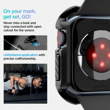 APPLE WATCH 10 (46 MM) SCHWARZES SPIGEN TOUGH ARMOR-GEHÄUSE AUS GEHÄRTETEM GLAS