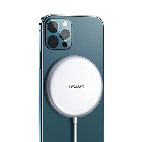 USAMS Ładowarka indukcyjna US-CD160 magnetic W2 15W aluminiowa iPhone 12 series srebrny/silver CD160DZ01