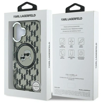 Karl Lagerfeld Hülle für iPhone 16 6,1" Schwarz MagSafe IML Monogramm Karl