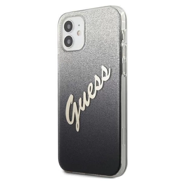 Guess GUHCP12SPCUGLSBK iPhone 12 mini 5,4" czarny/schwarzes Hardcase Glitter Gradient Script